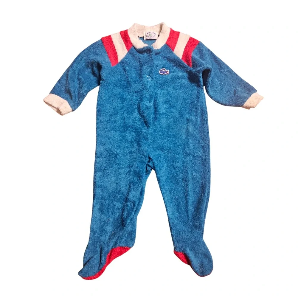 Vintage Izod Lacoste Terry‎ Cloth Baby Footed Sleeper One Piece 3-6 Mos Kidcore